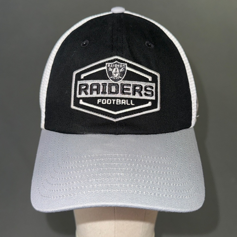 Fanatics NFL Las Vegas Raiders Trucker Hat Black White Mesh Snapback Cap Mens